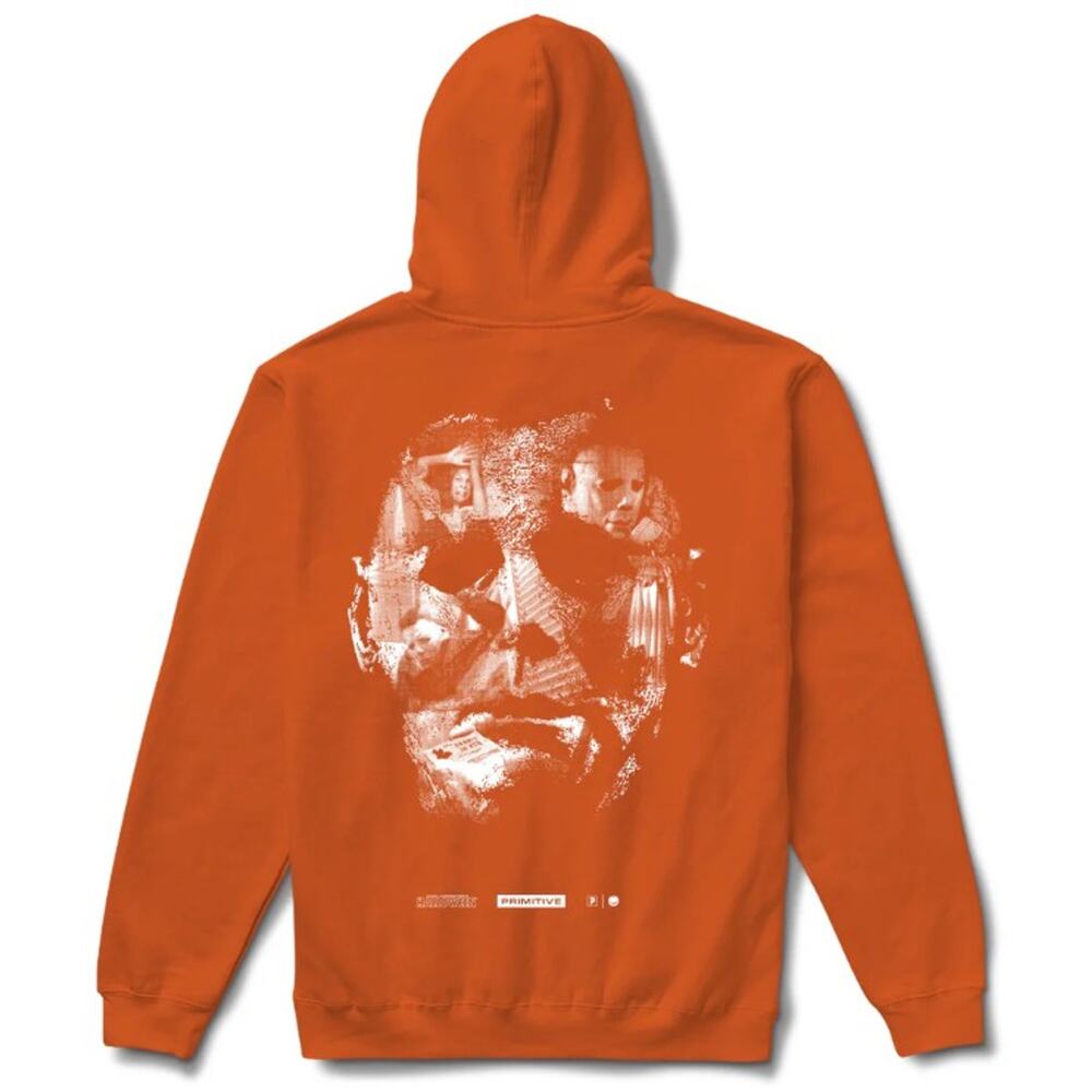 Primitive Halloween Scenes Hoodie Orange Large
